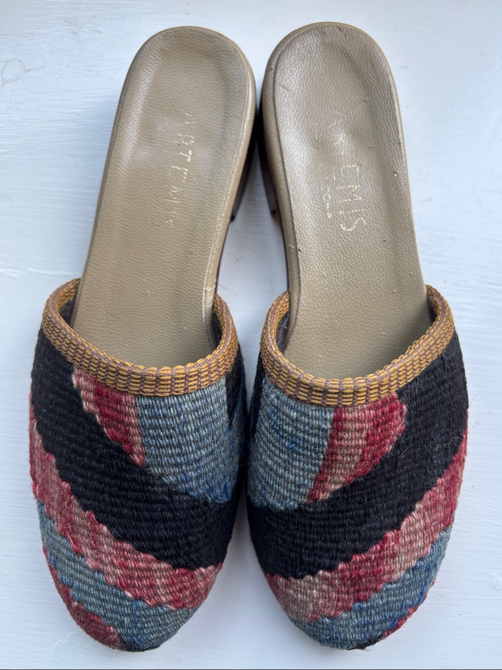Artemis Design Co One-of-a-Kind Handwoven Turkish Kilim Heeled Mules Size 36